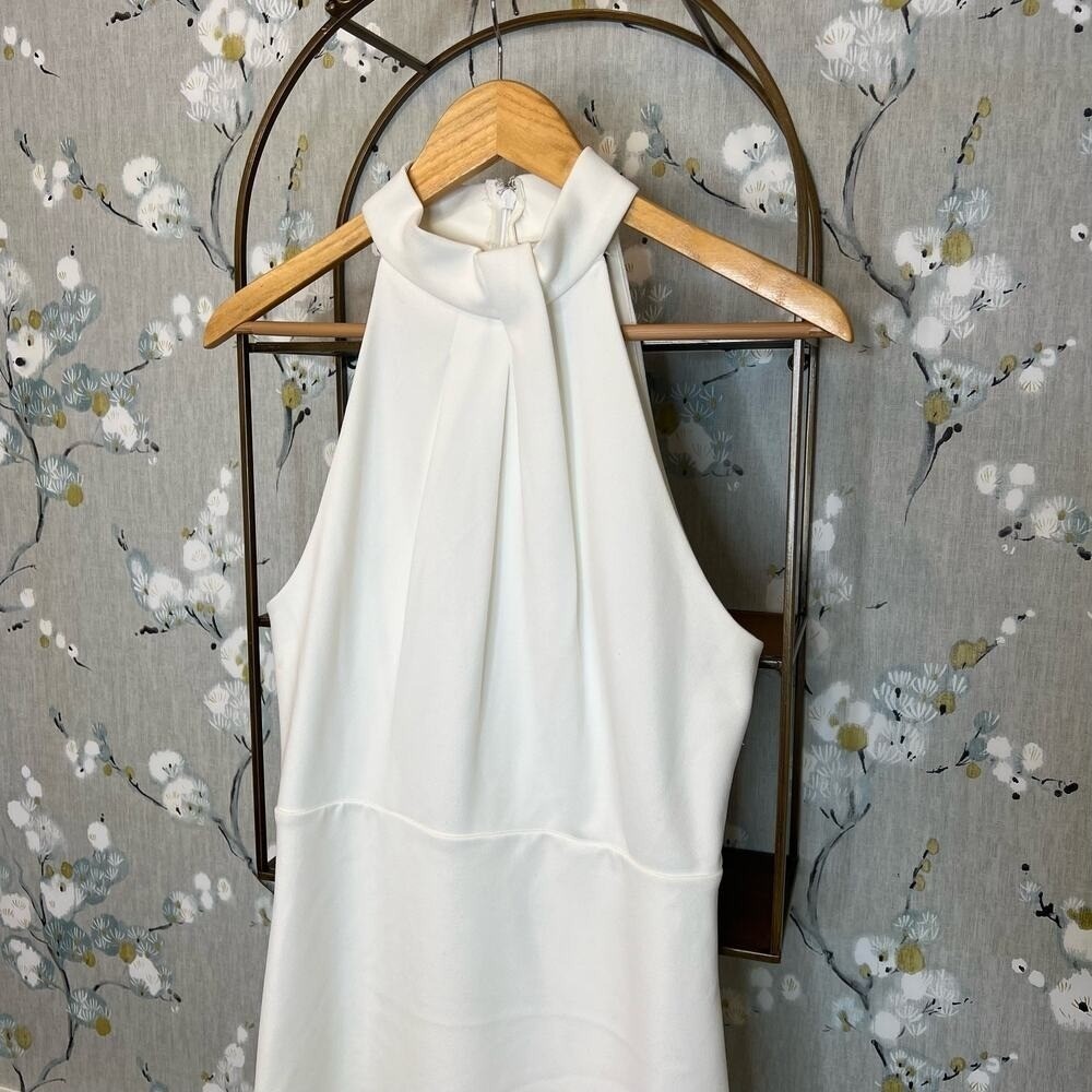 Lulus White Mini Dress with High Neckline and Lace Accent - Size M - Picture 2 of 9